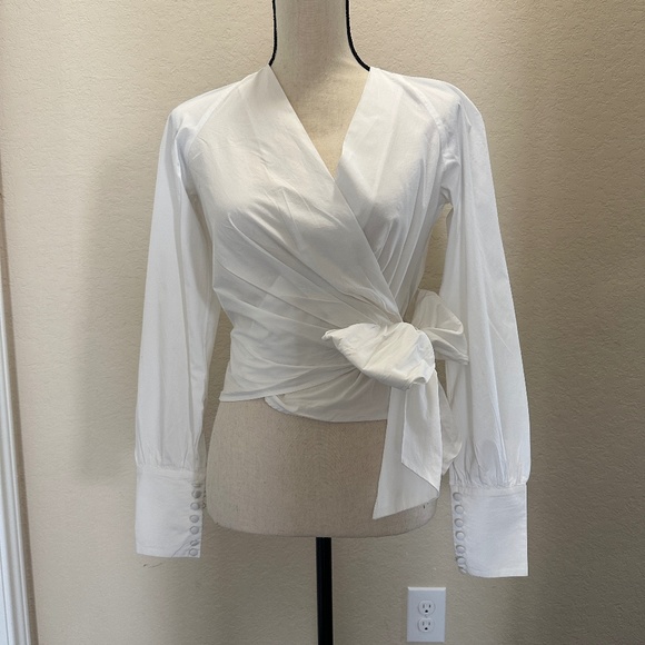 PINKO White Long sleeves Wrap Around Top - Picture 1 of 9